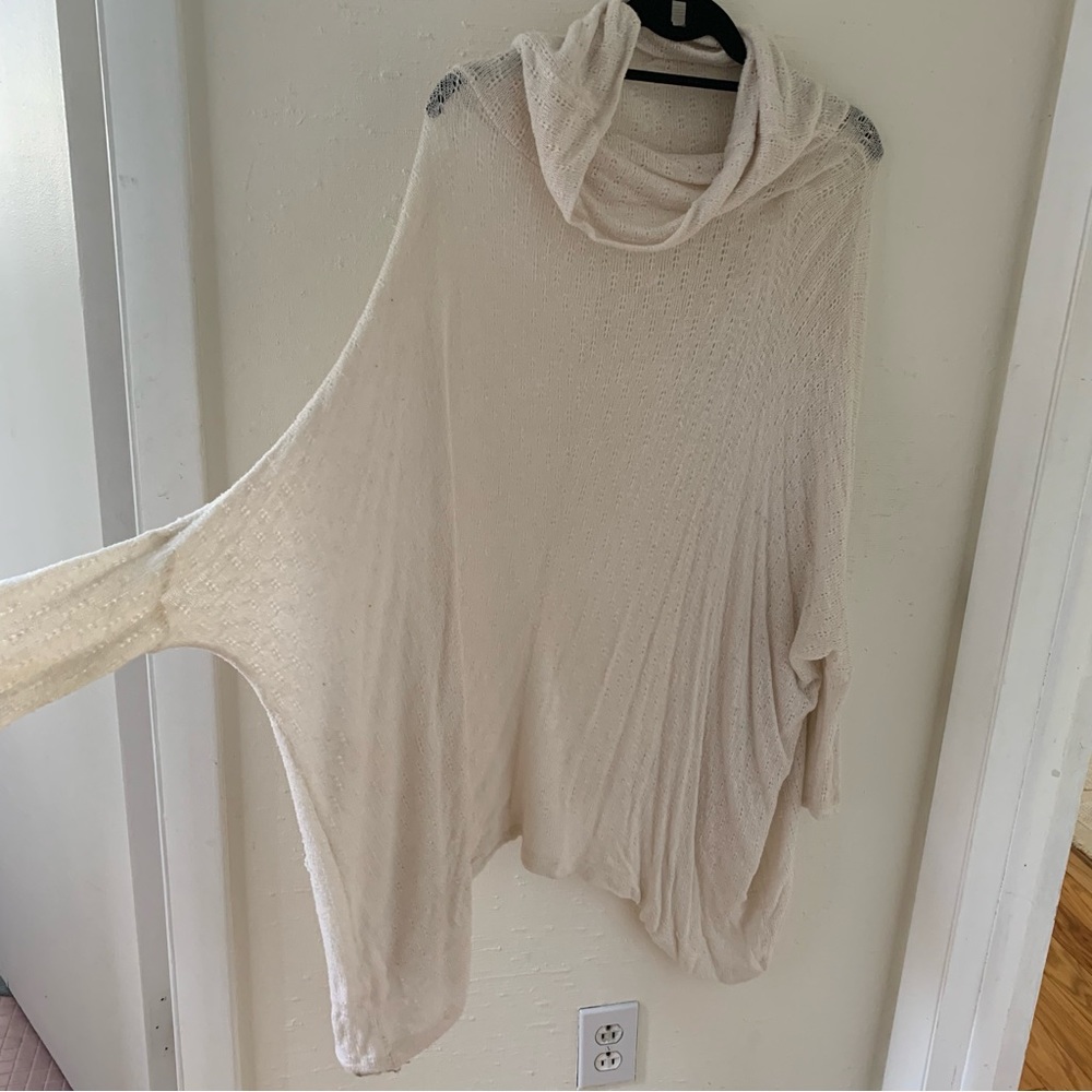 Mock Neck Light Woven batwing Poncho